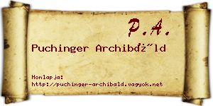 Puchinger Archibáld névjegykártya